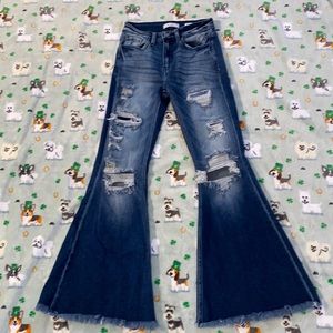 KanCan high rise distressed super flares